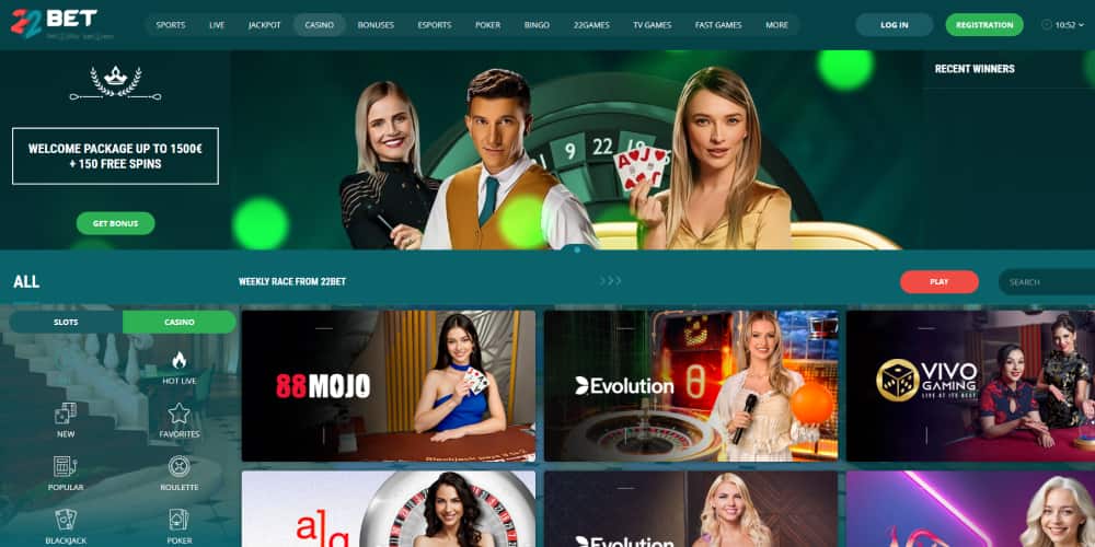 22Bet live casino
