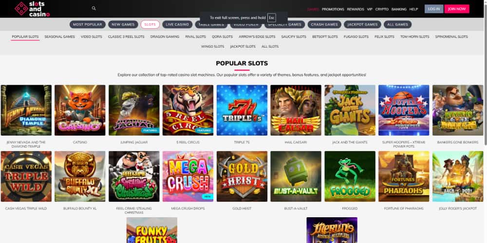 Slots and Casino games