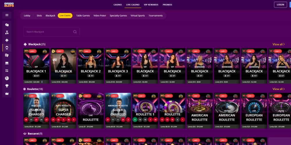 Super Slots blackjack games